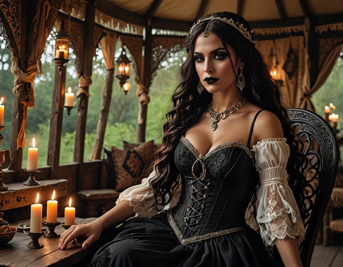 Medieval Gothic Gypsy in D&D Style