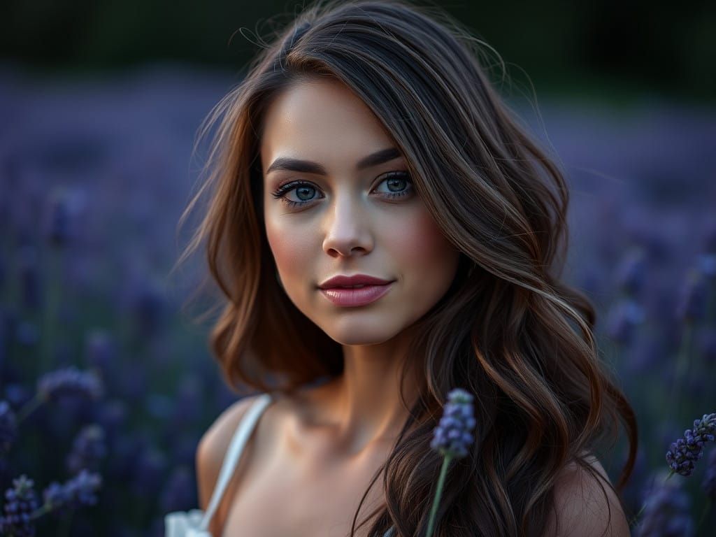 Mysterious Lavender Landscape at Night
