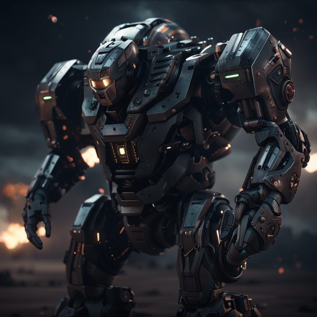 War Machine on Battlefield: Cinematic Dieselcore Mech