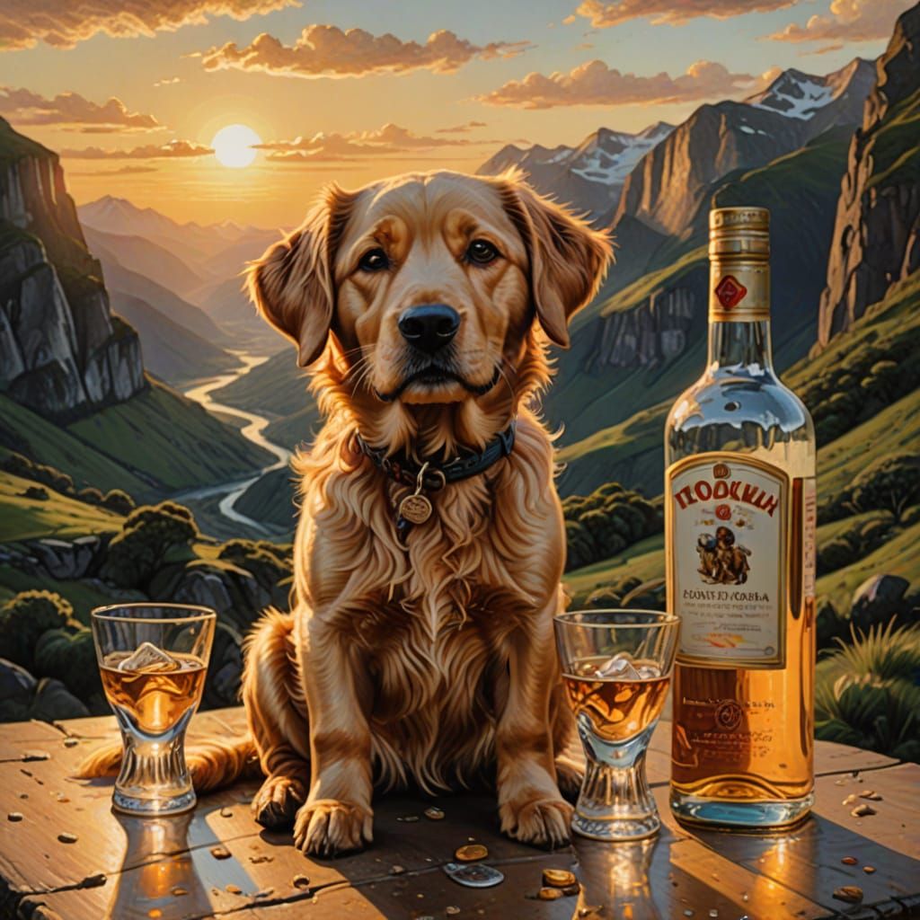 Vodka Volunteer Fosters Dogs: Oil-on-Canvas
