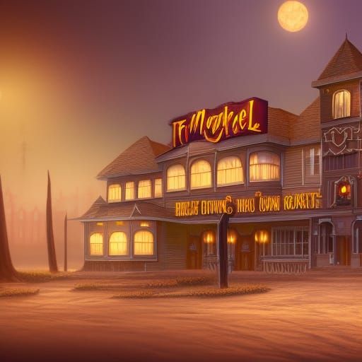 Creepy Motel in Detailed Matte Painting Style