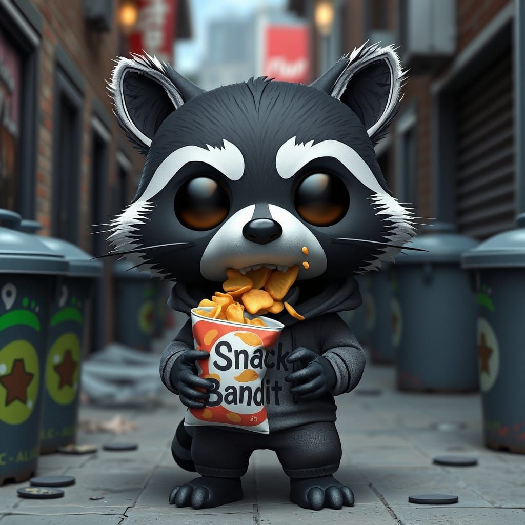 Funko Pop Raccoon Snack Bandit in 3D Anime Style
