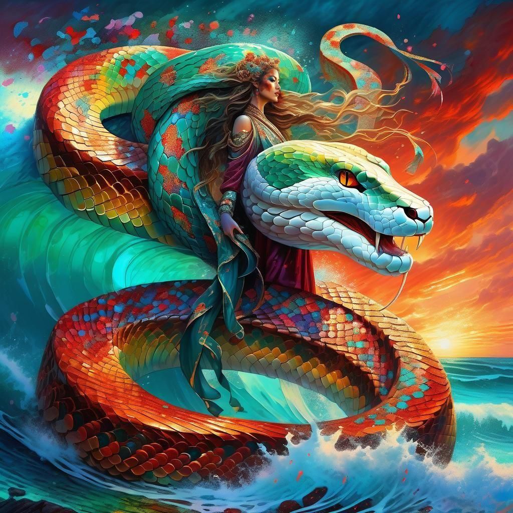 Epic Snake Queen in Dark Fantasy Style