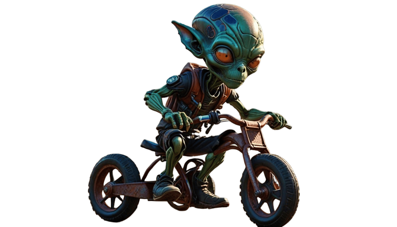 Alien Rider in Frustrated Mid-Shot Hyperrealism