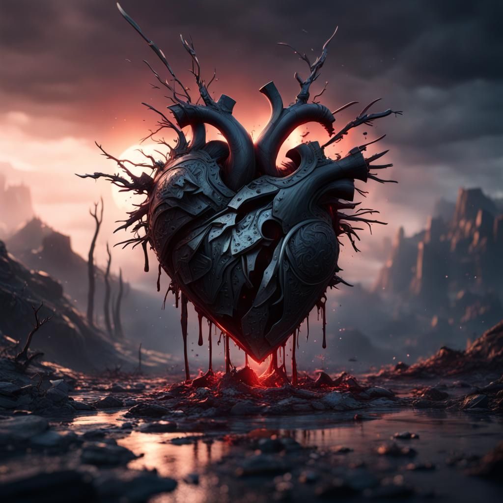Broken Black Heart: Detailed Matte Painting