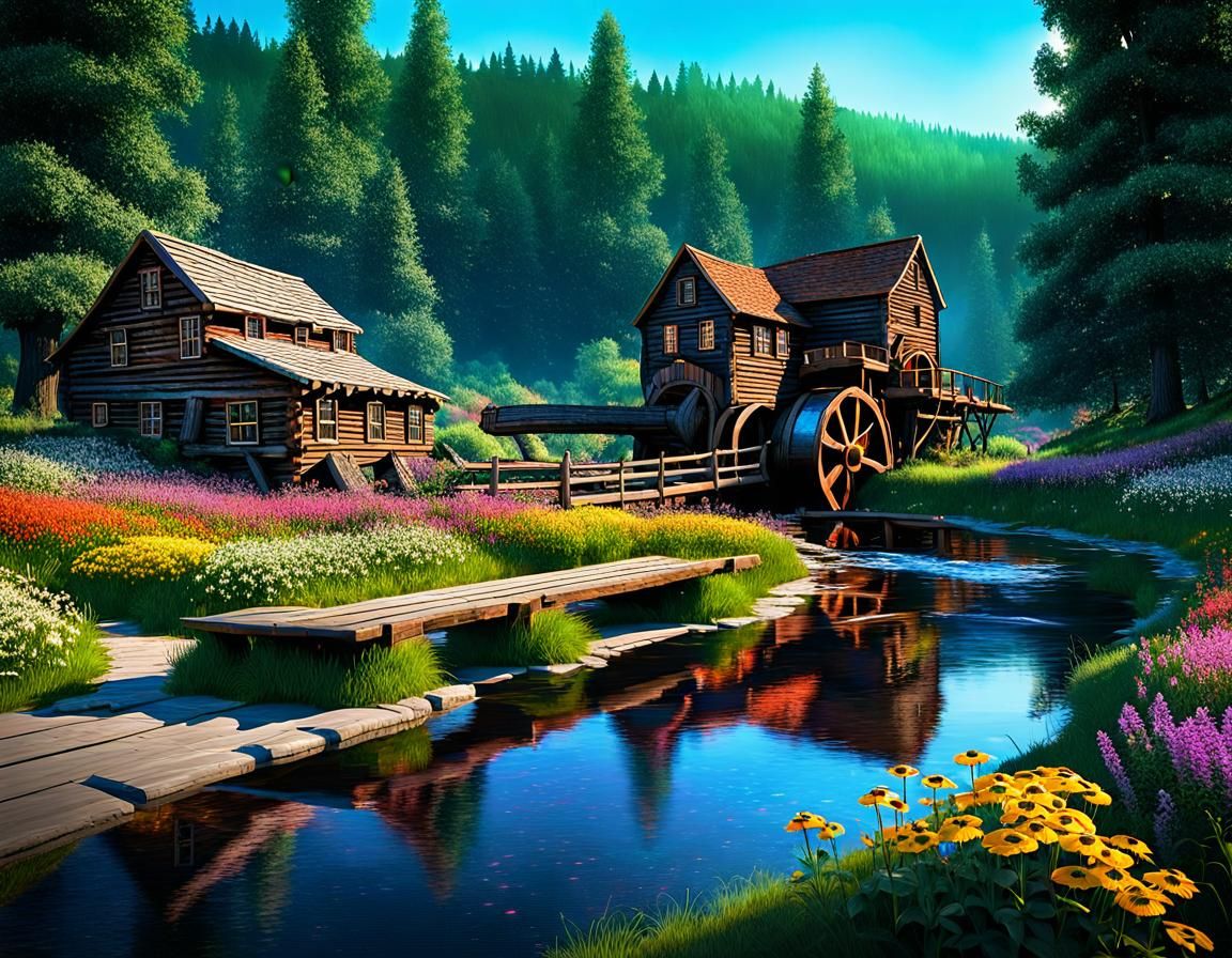 Enchanted Forest Saw Mill in Photorealistic Style