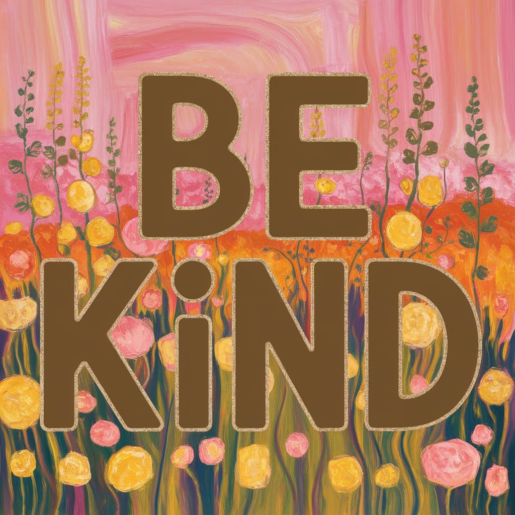 Elegant Typography of "Be Kind" in Abstract Style