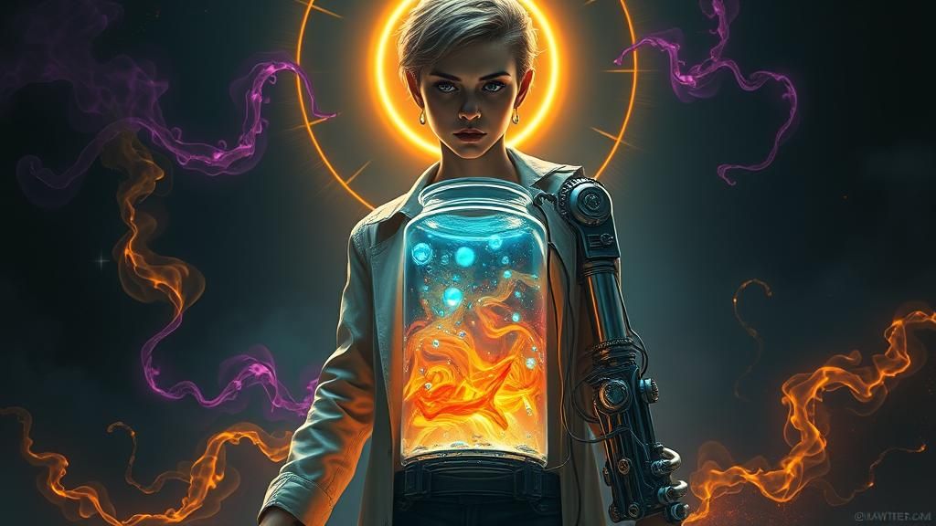 Steampunk Scientist with Rainbow Stomach, Hyperdetailed Art