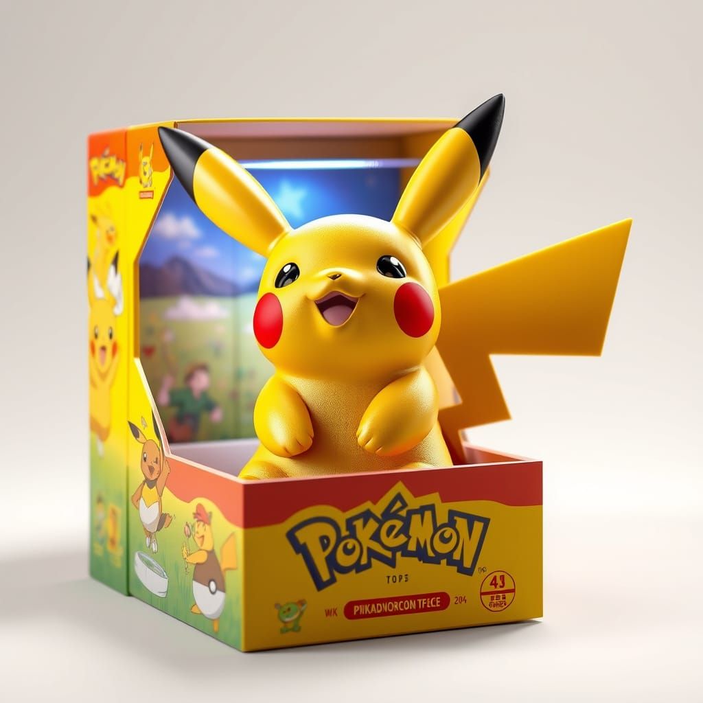 Joyful Pikachu Toy Figure in Nostalgic 90s Box