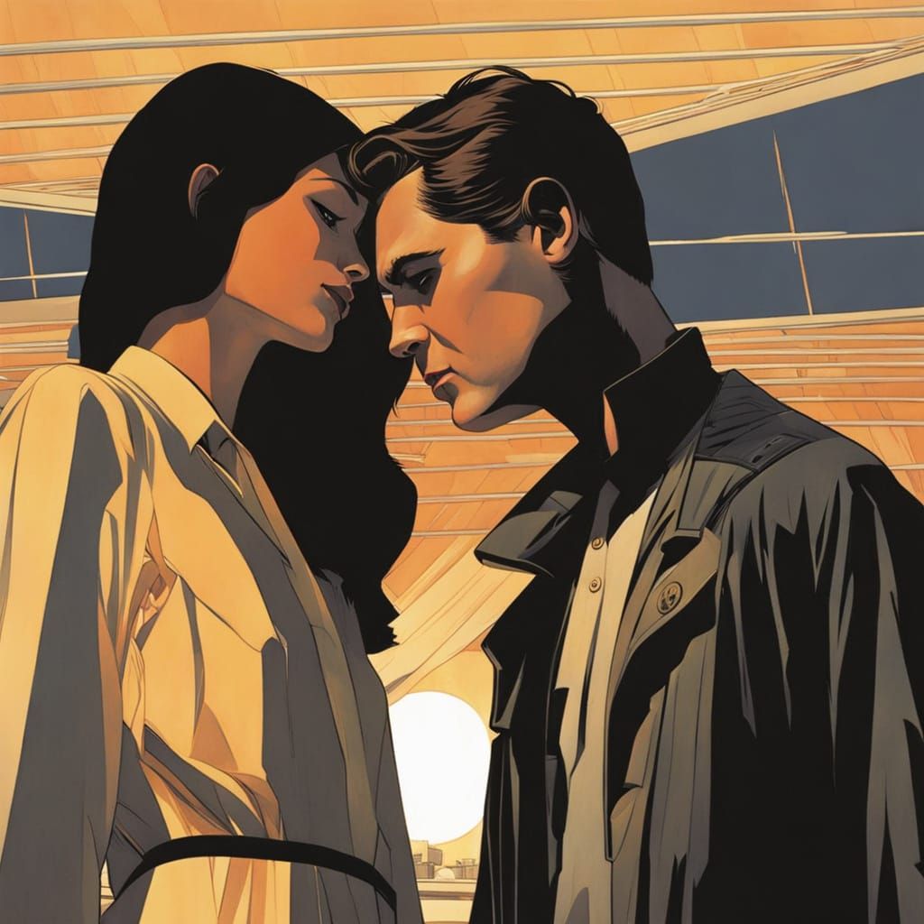 Dramatic Crepuscular Rays in Comic-Noir Style