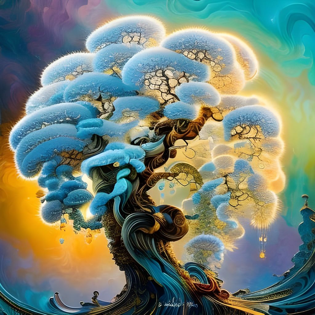 Crystallized Ice Tree with Fractal Honey Drips