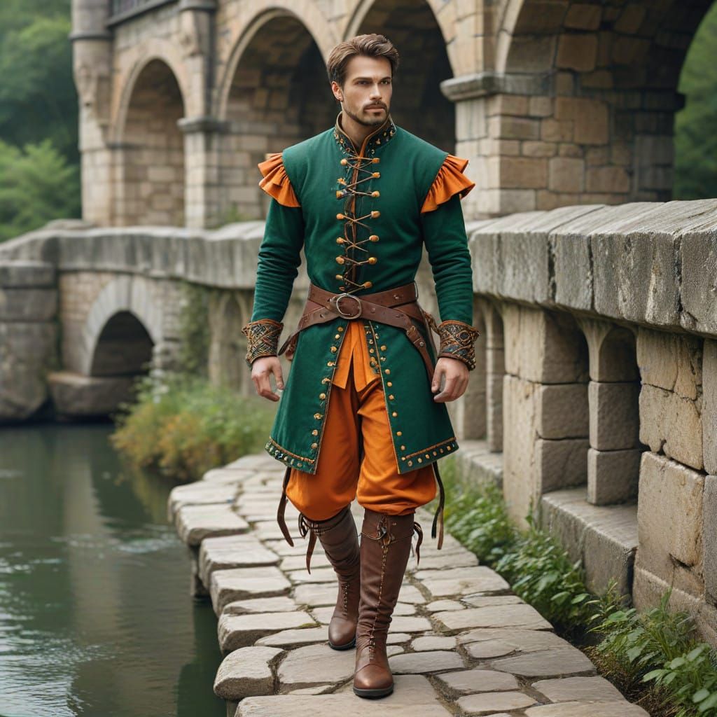 Medieval Knight in Elegant Fantasy Attire