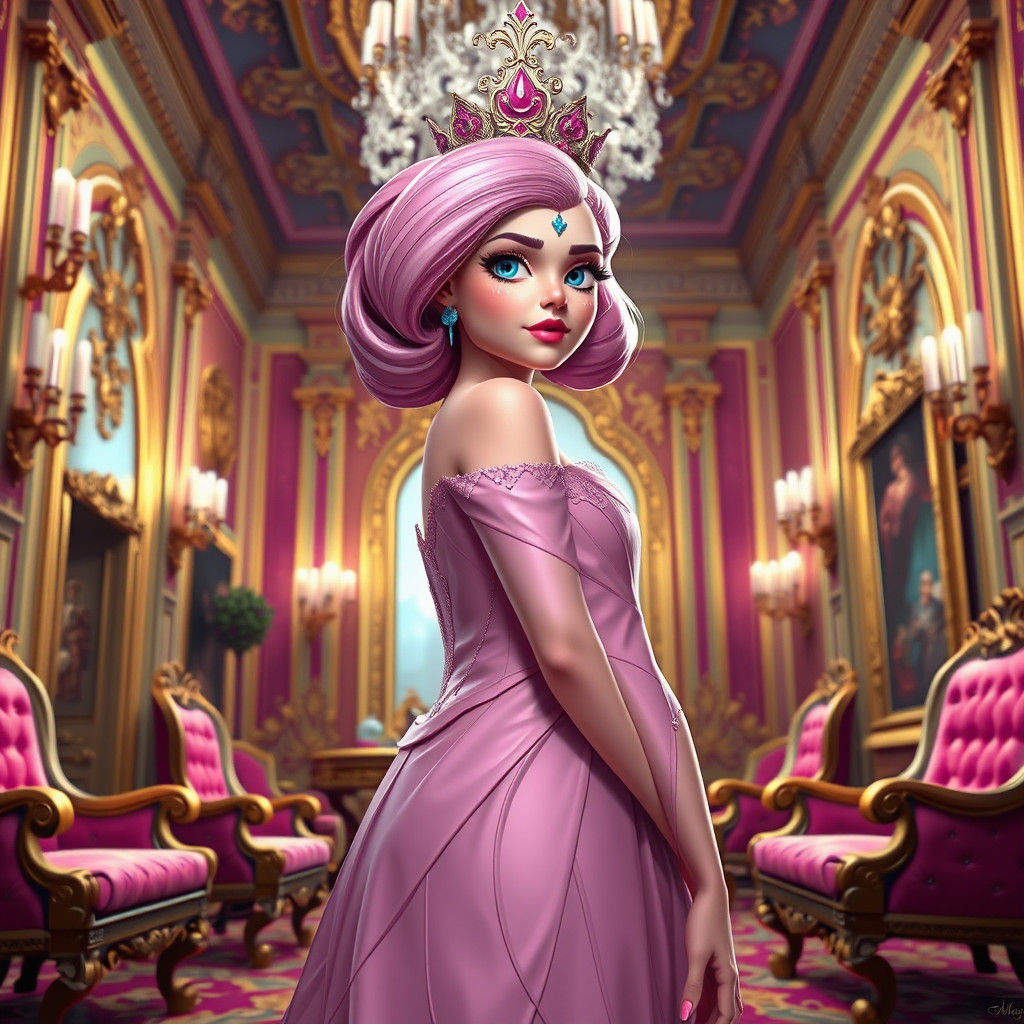 Princess Bubblegum in Opulent Mansion, Hyperrealistic 8K