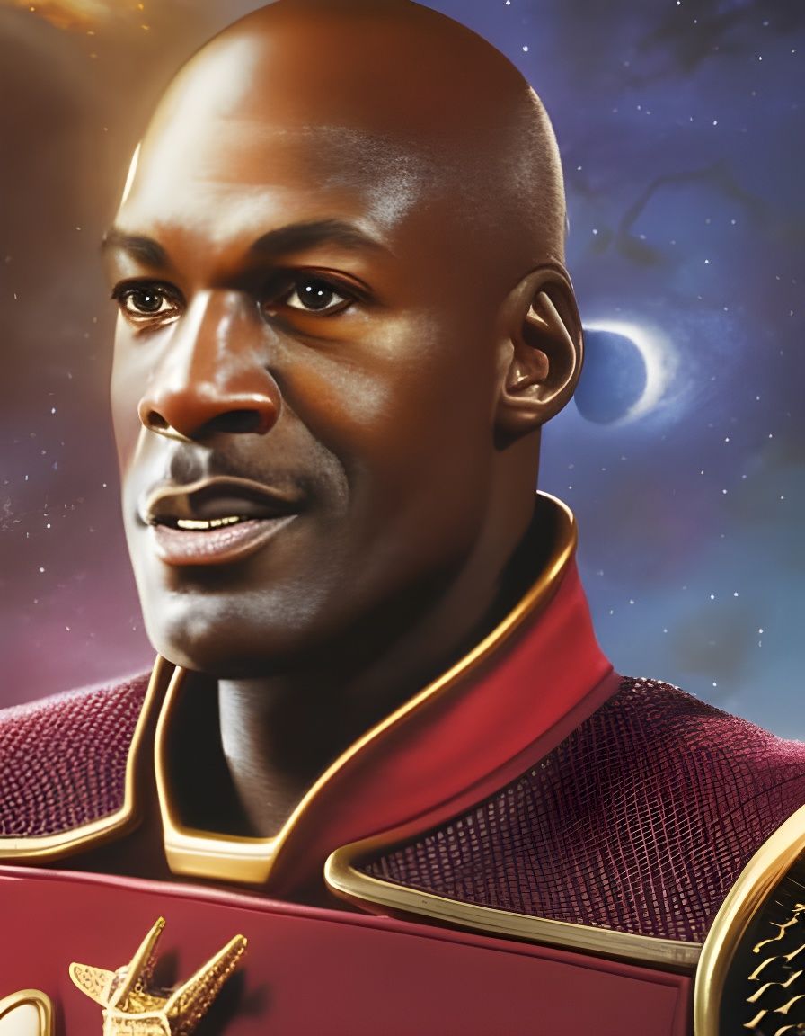 Portrait of michael jordan as Space Pirate Captain Harlock from disney movie "Pirates of the space".  Intricate _details...