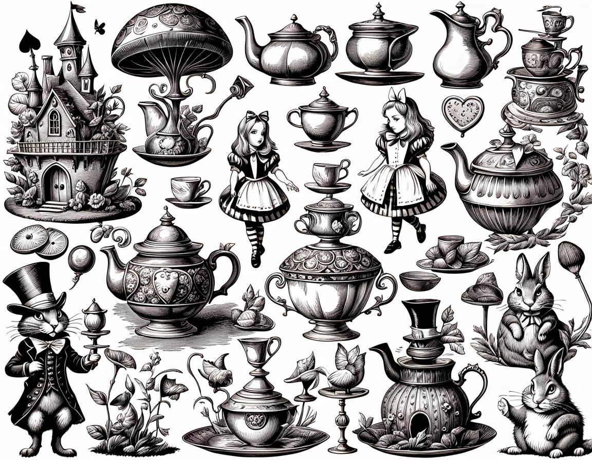 Alice in Wonderland Clip Art Illustrations