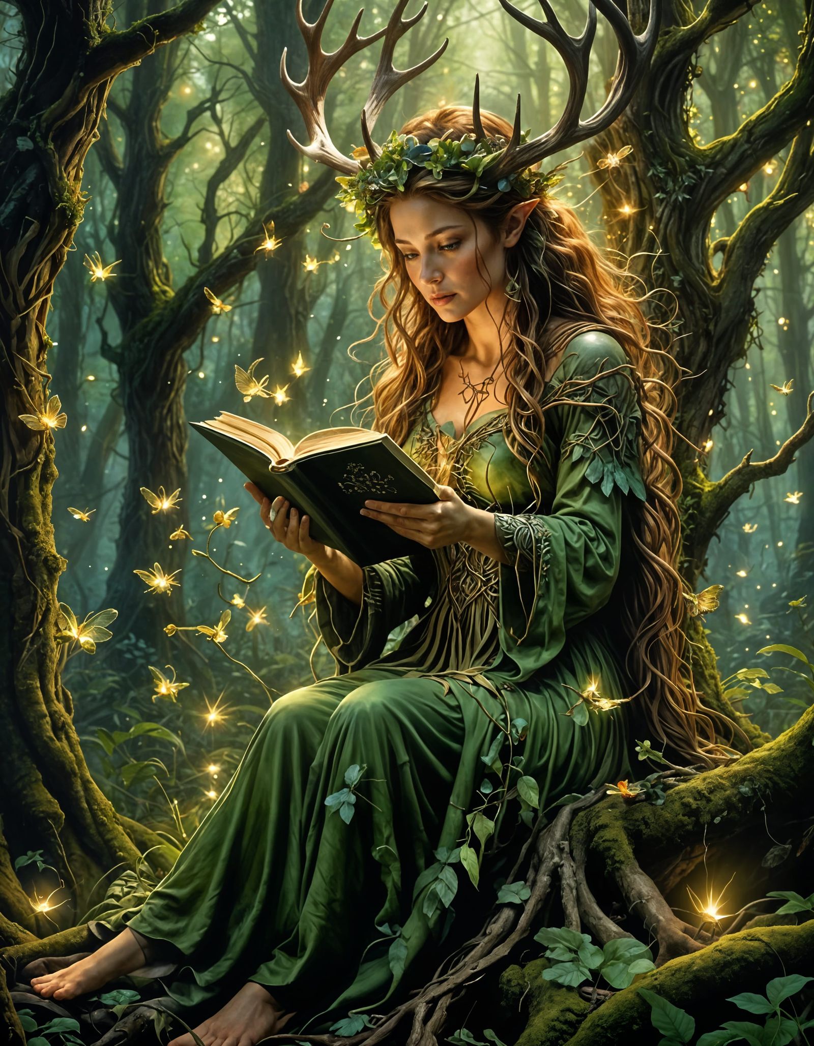 Dryad Studying Magic