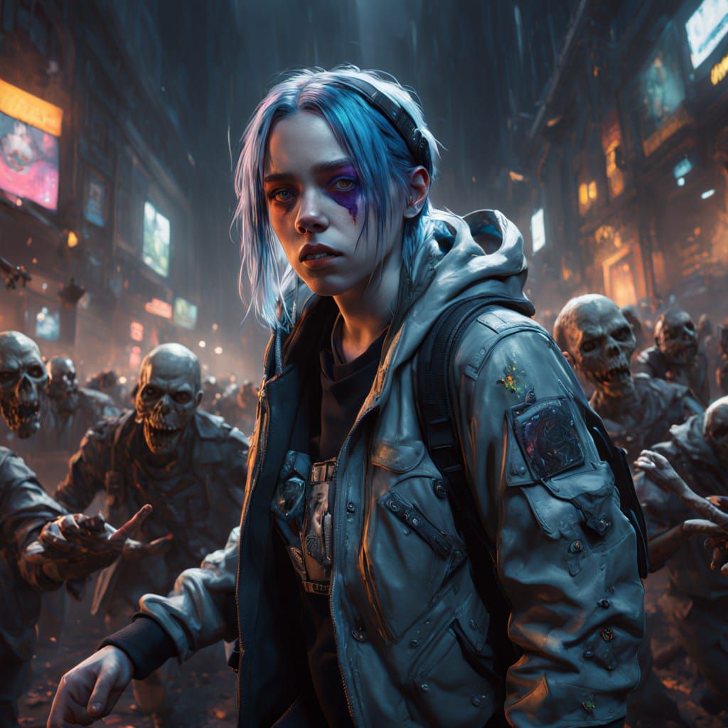 Billie Eilish Empowered Amidst Zombie Chaos in Cyberpunk-Ins...