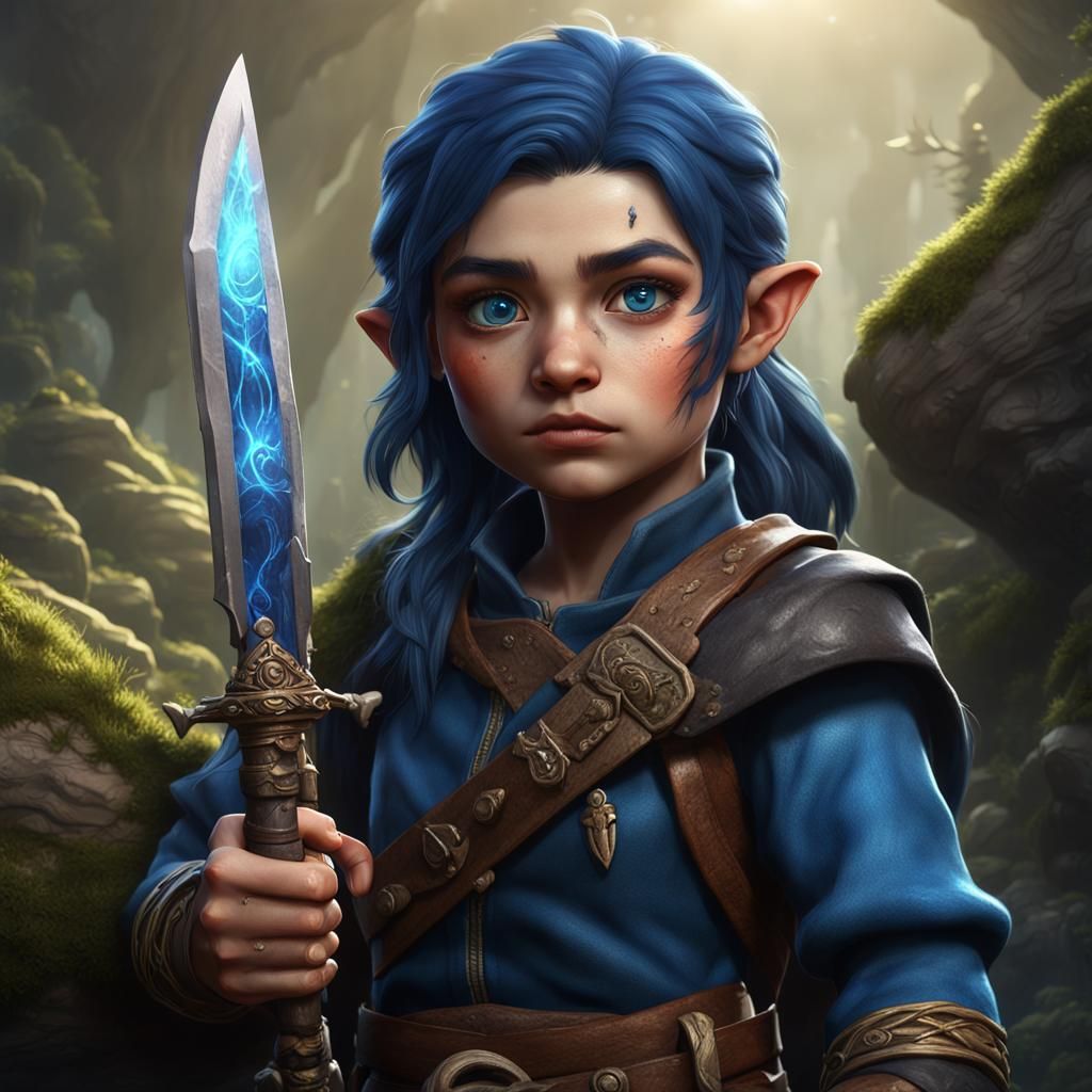 Halfling Ranger Casting Spell in Detailed Fantasy Art