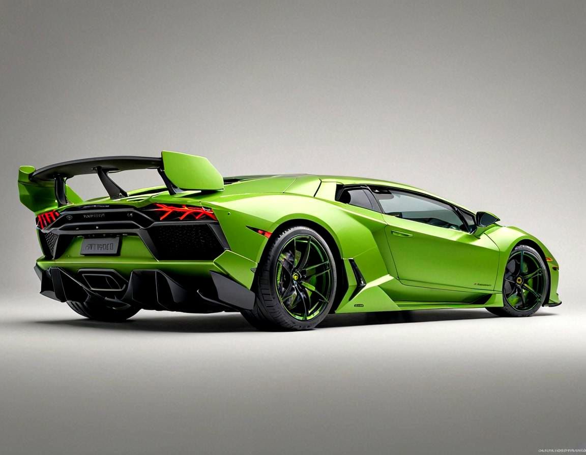 Green Lamborghini: Sleek, Futuristic Automotive Design