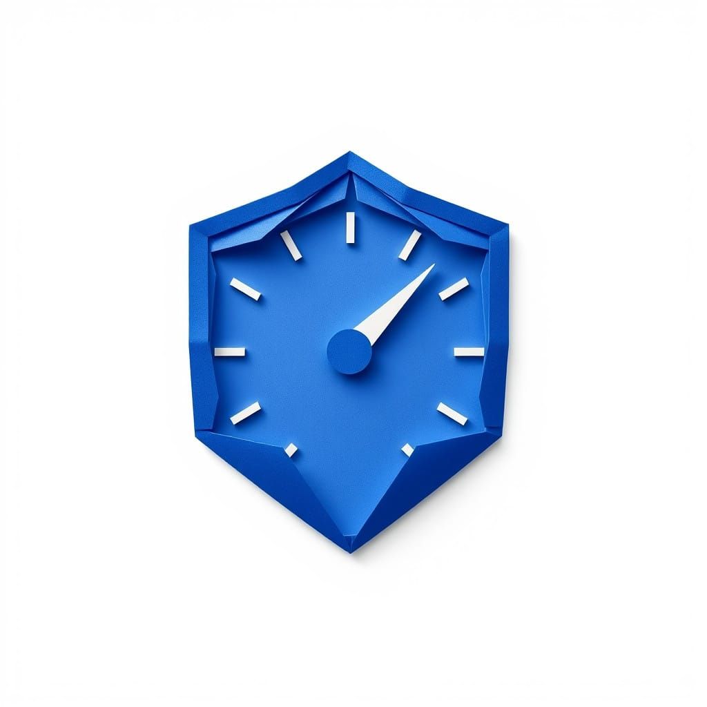 Royal Blue Speedometer Shield Icon in 8K Minimalist Style