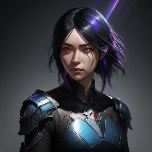 Ashin Girl Portrait with Colorful Hair Highlights