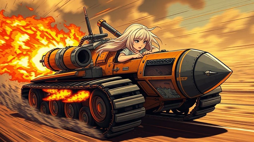 Mad Max Style Chibi Races Rocket Tank