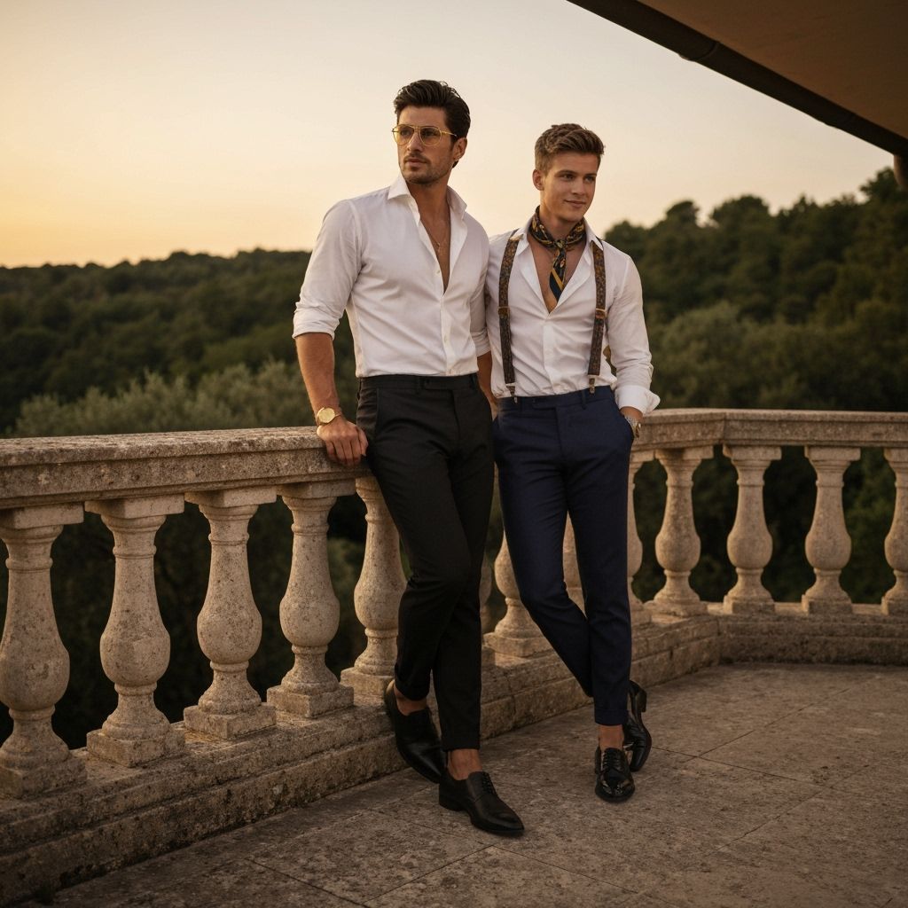 Man in Luxury Italian Villa at Sunset