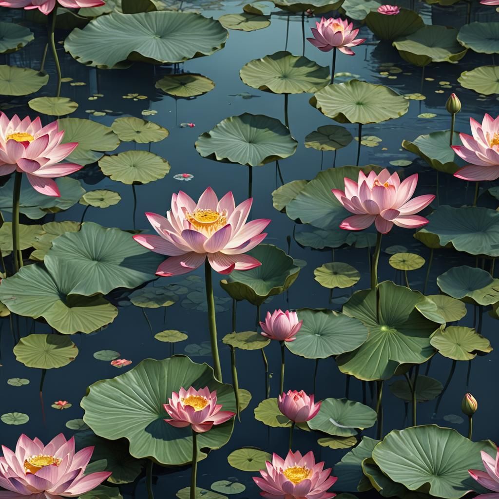 Detailed Lotus Flower Fantasy Concept Art