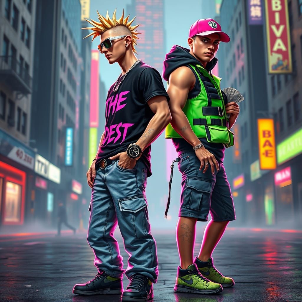 Cyberpunk Rebels Stand Tall in Neon City