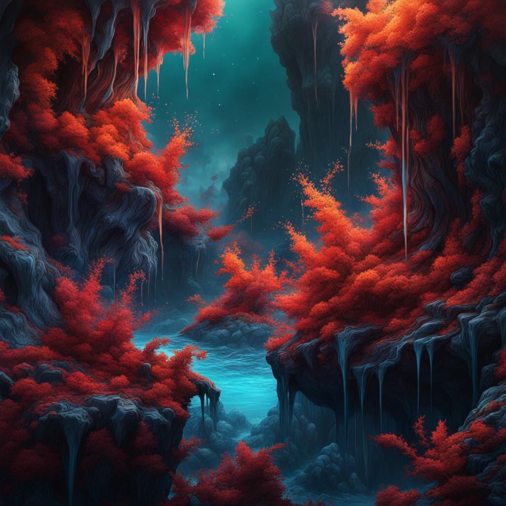 Fantastical Ink Landscape in Deep Color