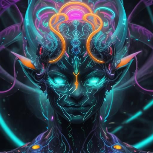 Bioluminescent Machine Elf with Hyperbolic Geometry