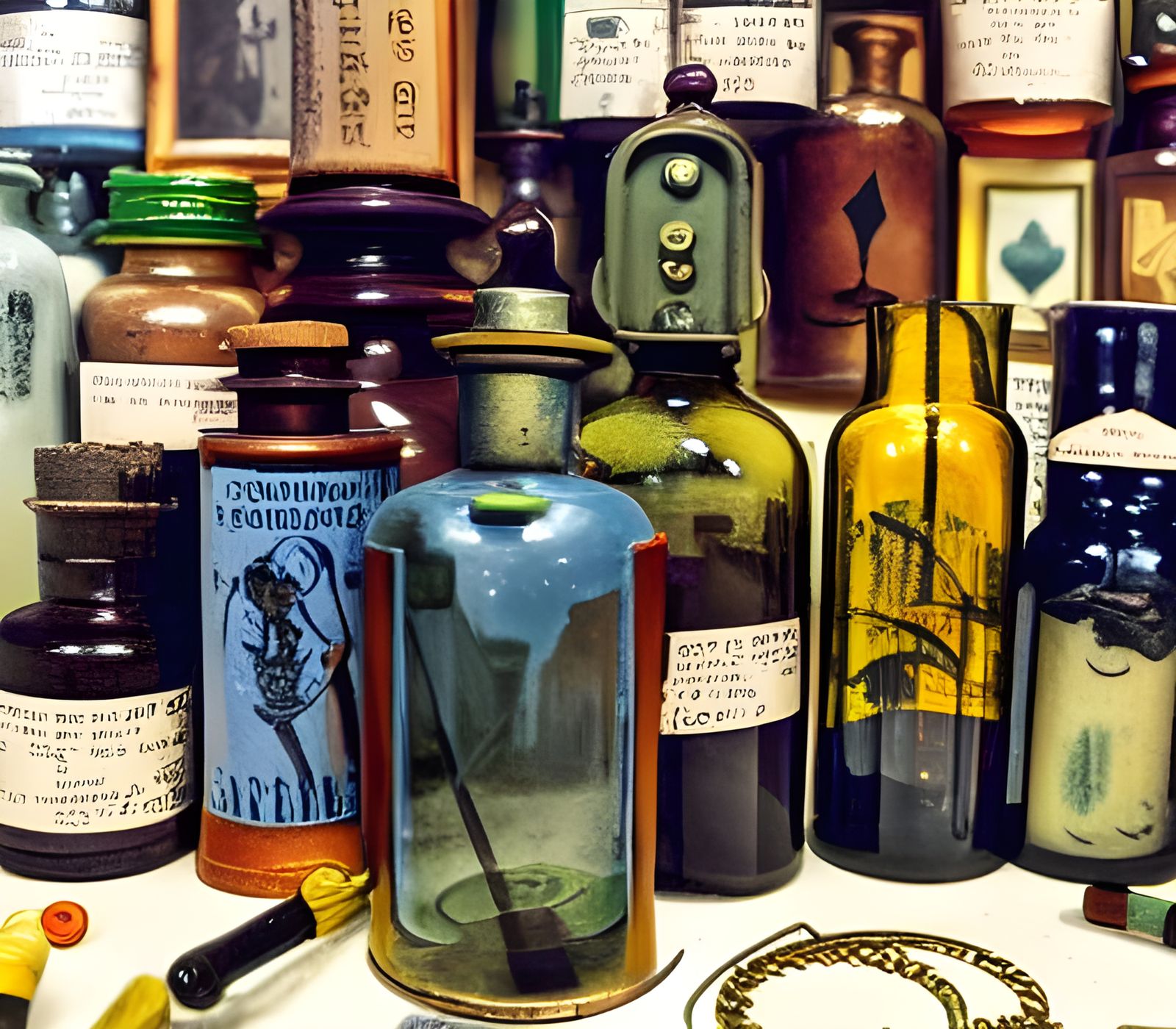 Steampunk Apothecary with Voodoo Charms and Oddities