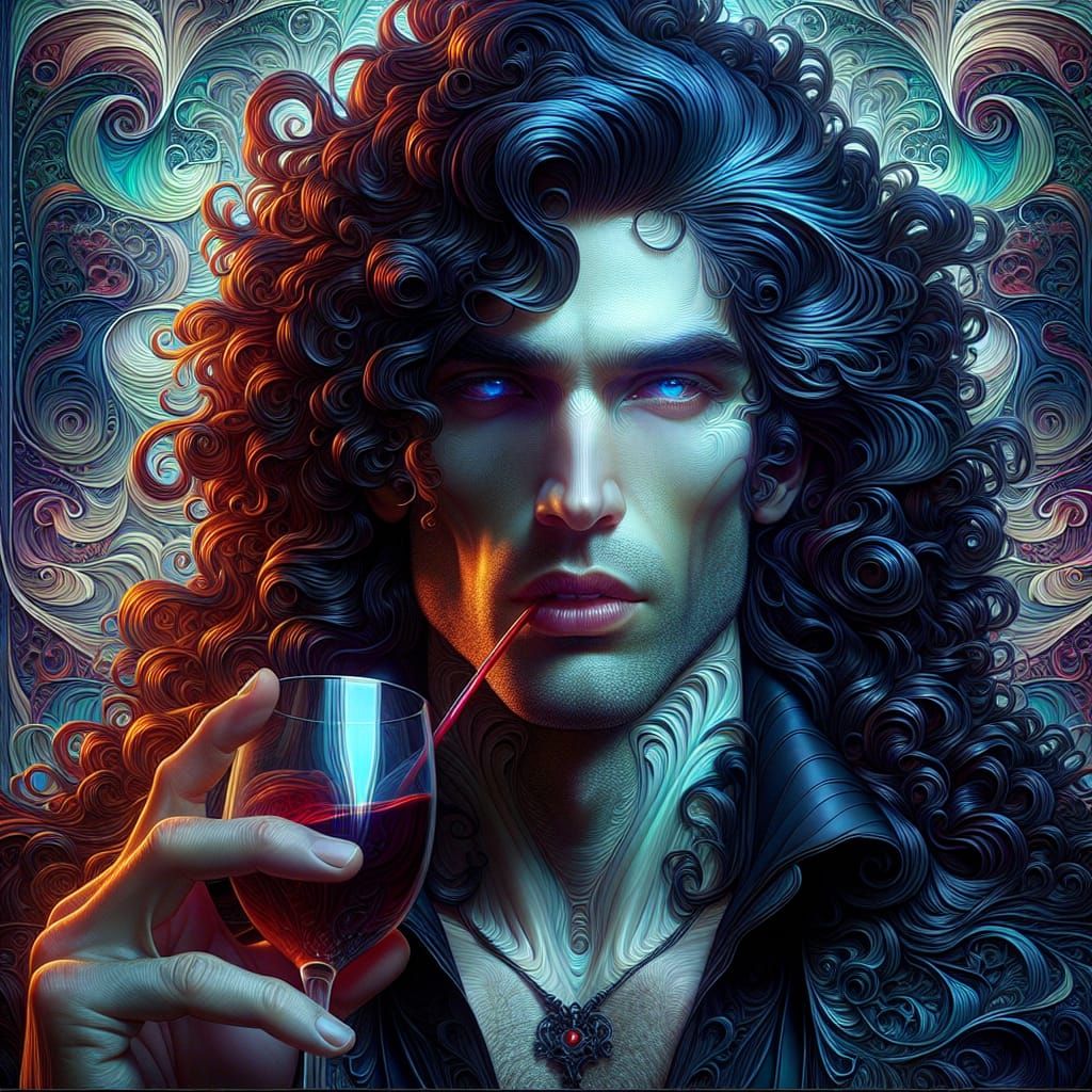 Vampire Portrait in Art Nouveau Style