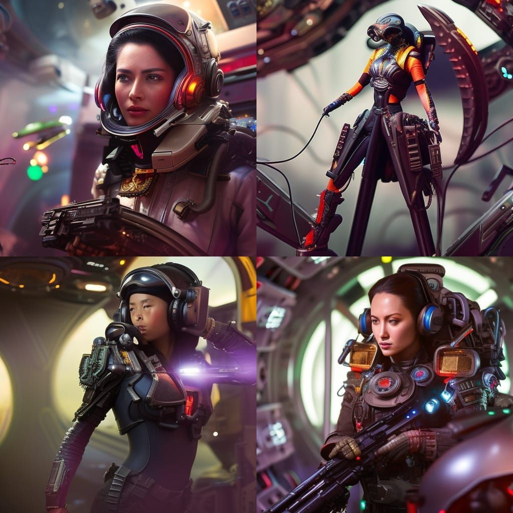 Alien Pilot in Spaceship Cockpit Portrait