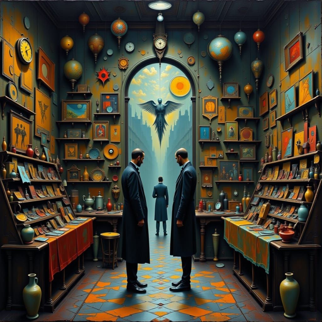 Surreal Shop Interior Filled with Bizarre Items