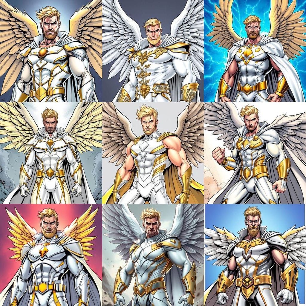 Superhero in Classic Marvel Style with Elegant Wings