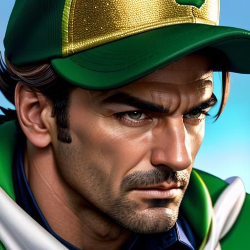 Super Saiyan God Luigi Portrait in Photorealism