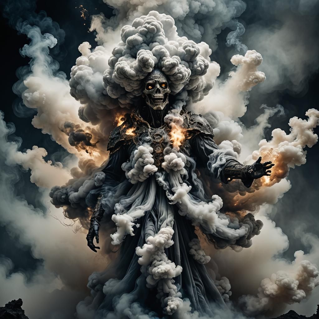 Ethereal Creature Emerges from Celestial Smoke