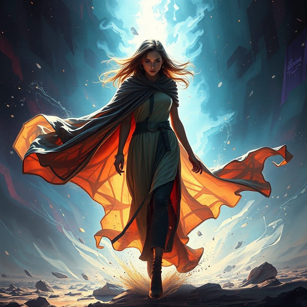 Woman in Whirlwind: Hyperdetailed Fantasy Portrait