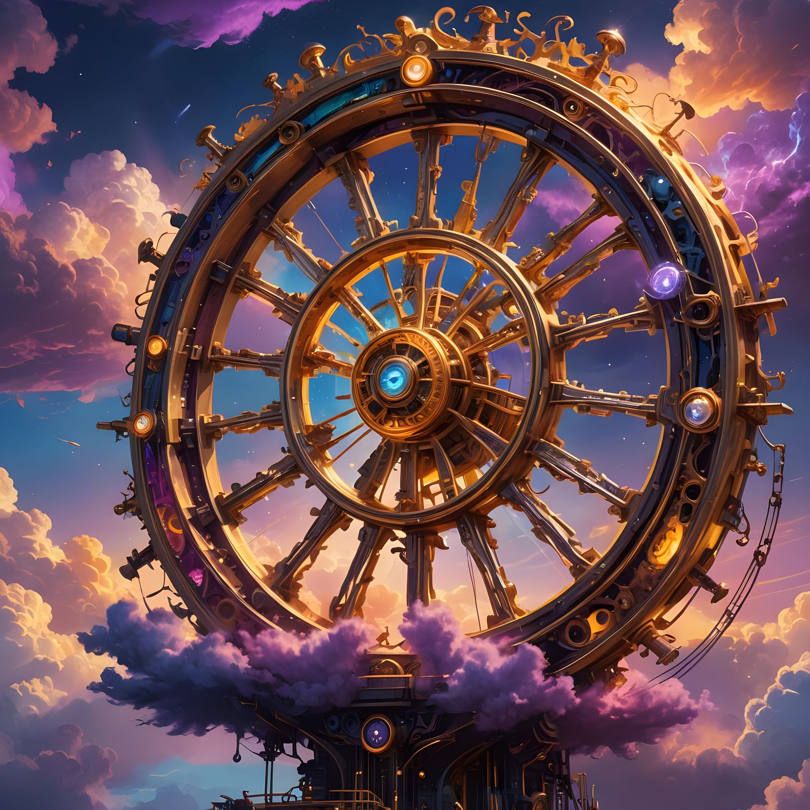 Fantastical Wheel in the Sky: Detailed Digital Art