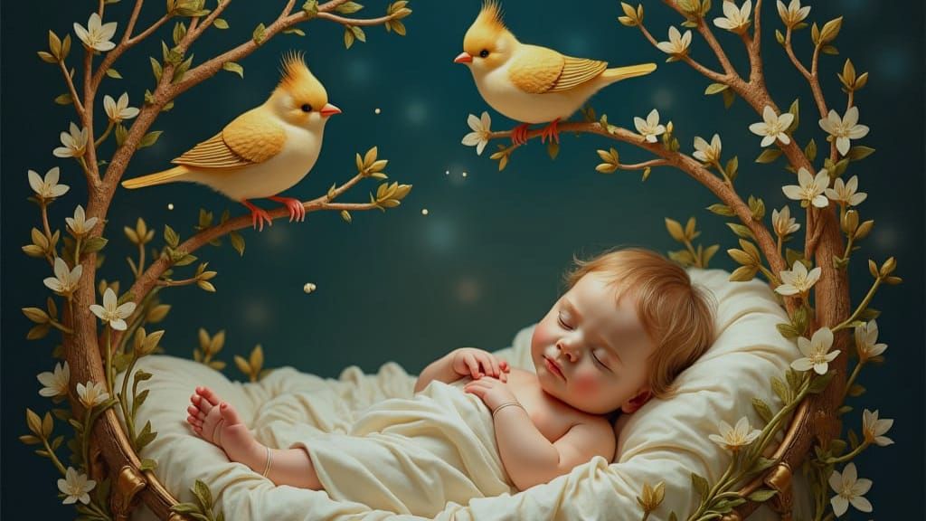 Baby's Lullaby: William Morris Style Illustration