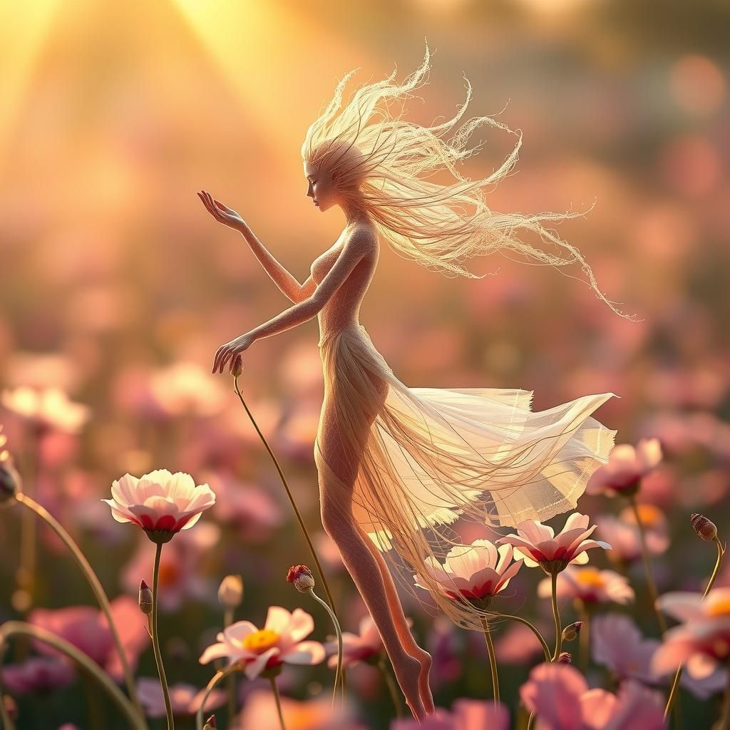 Flower Woman Figure in Dreamy Surrealism