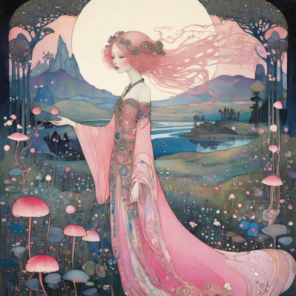 Pink Composition Inspired by Golden Age Illustration