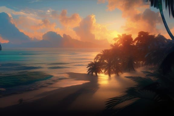 Hyperdetailed Tropical Beach Concept Art in 8K