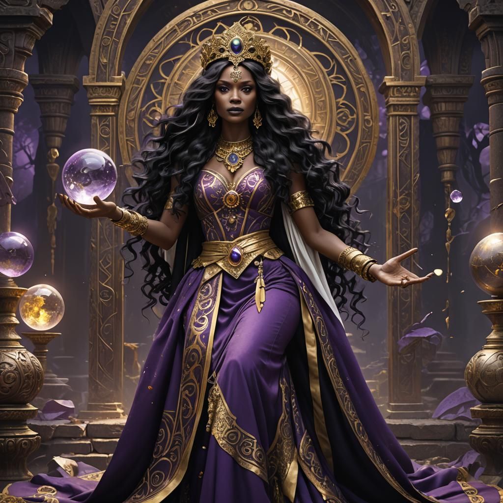 Mystic Voodoo Priestess with Crystal Ball, Matte Painting