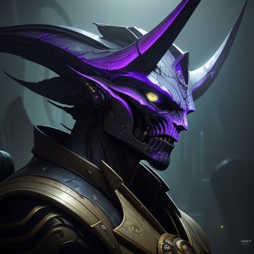 Exotic Alien Pilot in Dark Fantasy Spaceship