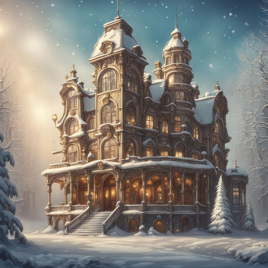 Steampunk Christmas Winter Wonderland Concept Art