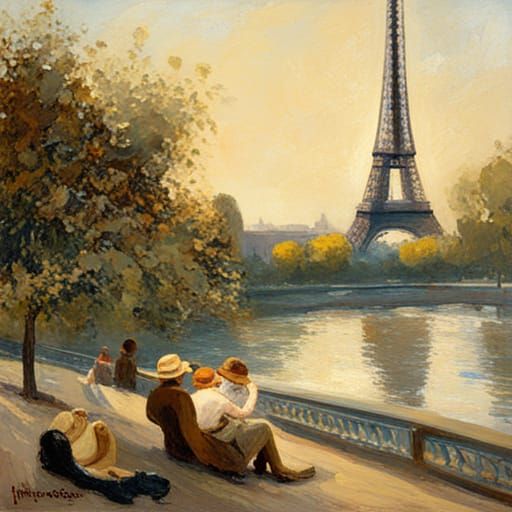 Eiffel Tower View: Oil Painting by James Gurney