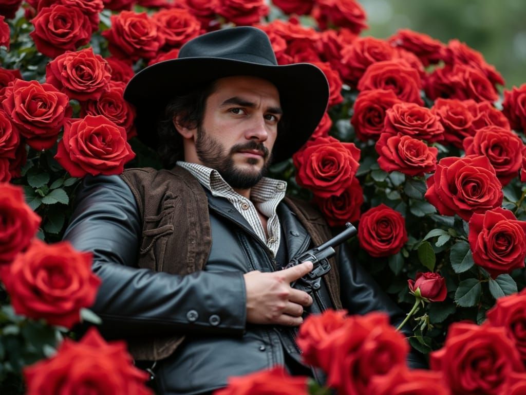 Roland Deschain in Rose Garden at Dusk