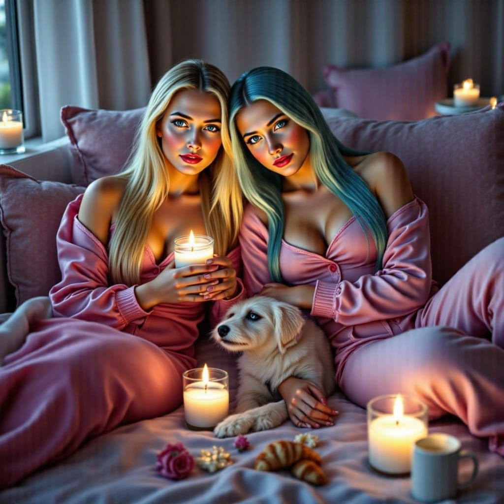 Sisters Enjoying Breakfast After Sleepover in Dreamy Style
